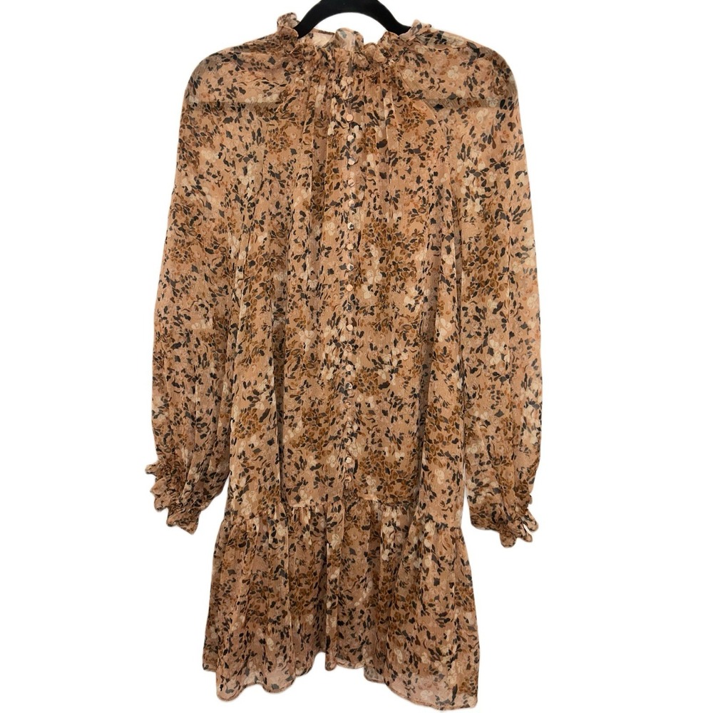 Antonio Melani Floral Lauren Mock Neck Long Sleeve Tiered Boho Dress Size 4